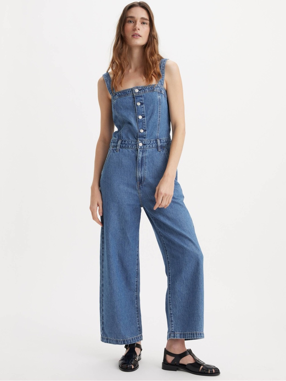 Levi's Drea Classic Blue Button-Front Denim Overalls